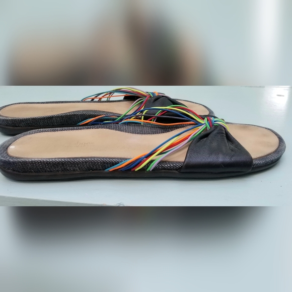 Women's Black Leather Slide Sandals - Picture 6 of 6